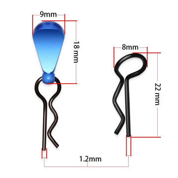 Hosim 8 pcs of 1.2mm Metal Body Clips Pins with 4 Teardrop-shaped Pull Tabs for All of 1:8 and 1:10 Scale RC Vehicles Cars Truck
