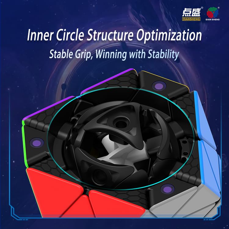 CuberSpeed Magnetic FTO M Face Turning Octahedron Speed Cube - Transparent/White, ABS Material, Stickerless Puzzle