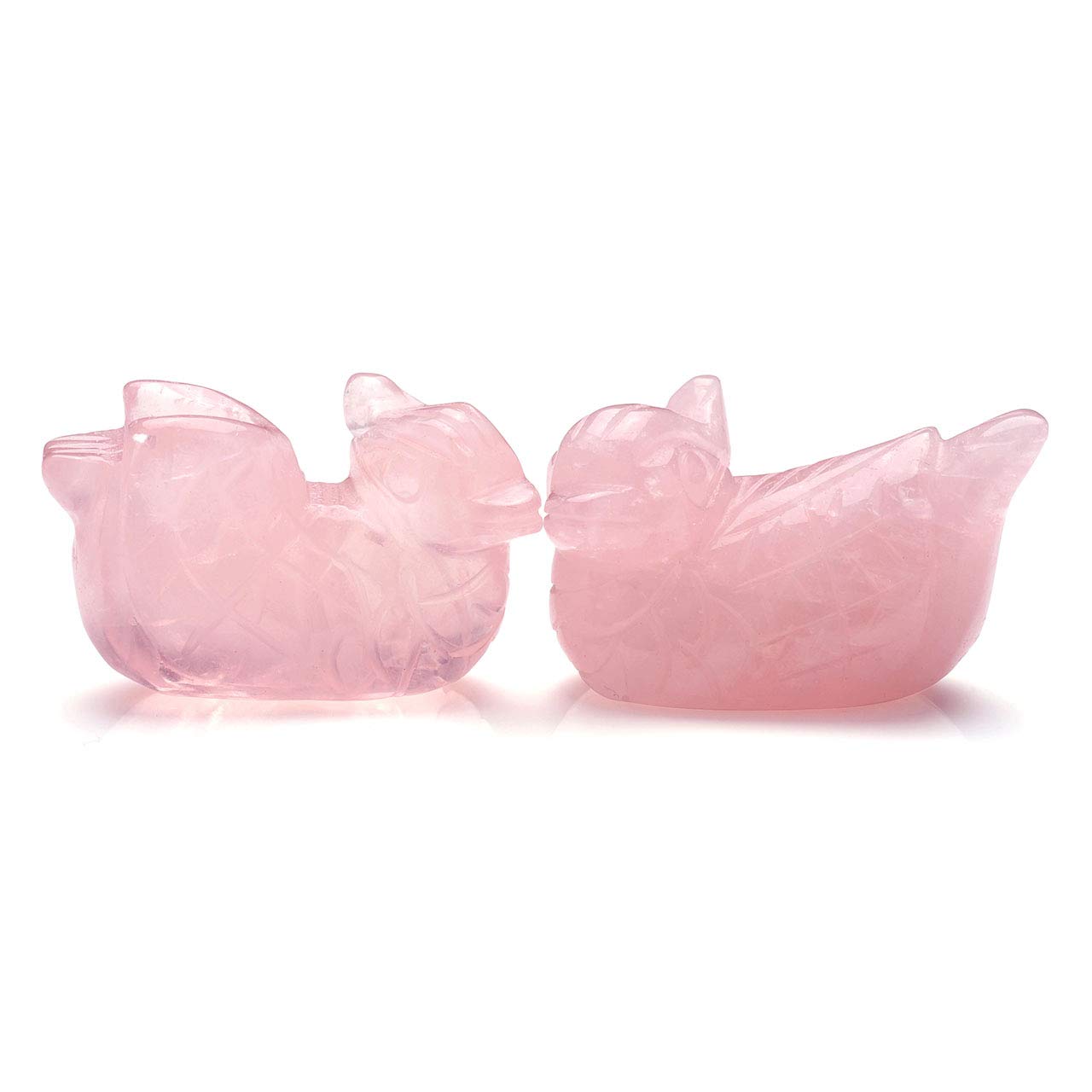 Crystaltears Rose Quartz Mandarin Ducks Love Birds On Lotus Leaf Green Aventurine Fengshui Figurines With Box Gift Valentines Day Gift