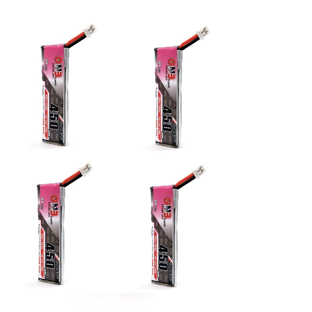 GAONENG 4Packs GNB Tiny Hawk 1S LiPo Battery 450mAh 3.8v 80C 4Packs for Emax Micro Indoor Racing Drone
