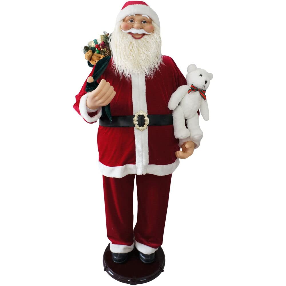 Christmas Time 58-In. Dancing Santa Claus With Teddy Bear Animated Indoor Christmas Holiday Home Decor Ct-Asc058D-14Red Red