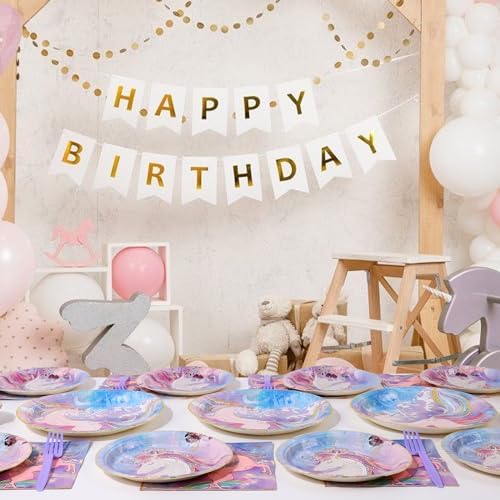 Scione 96 Pcs Pink Girl Plates And Napkins Party Supplies Rainbow Birthday Party Tableware Set Perfect For Girls Birthday Party Decorations Serves 24 Guests