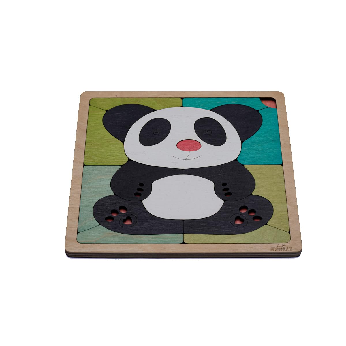Pink Nosed Panda Wooden Puzzle | 19 Pieces Jigsaw Puzzle | Endangered Animals For Kids 3 Years And Above