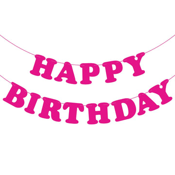 Pink Happy Birthday Banner Sign Happy Birthday Bunting Banner Flag Garland For Kids Girls Baby Birthday Party Decorations Supplies