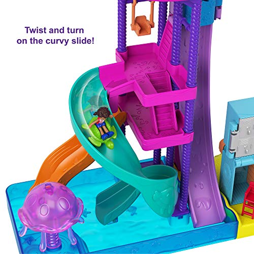 Polly Pocket Outdoor Toy With 2 Micro Dolls & Accessories, Pollyville Super Slidin Water Park Playset