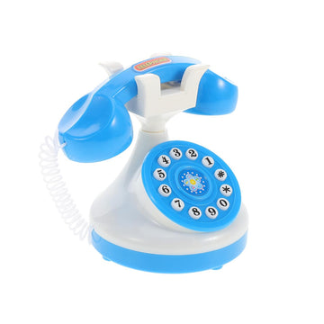 UPKOCH Retro Phone Toy - Classical Pretend Play Telephone with Interactive Dial for Kids 3+ | Blue Plastic Role Play Prop for Pr