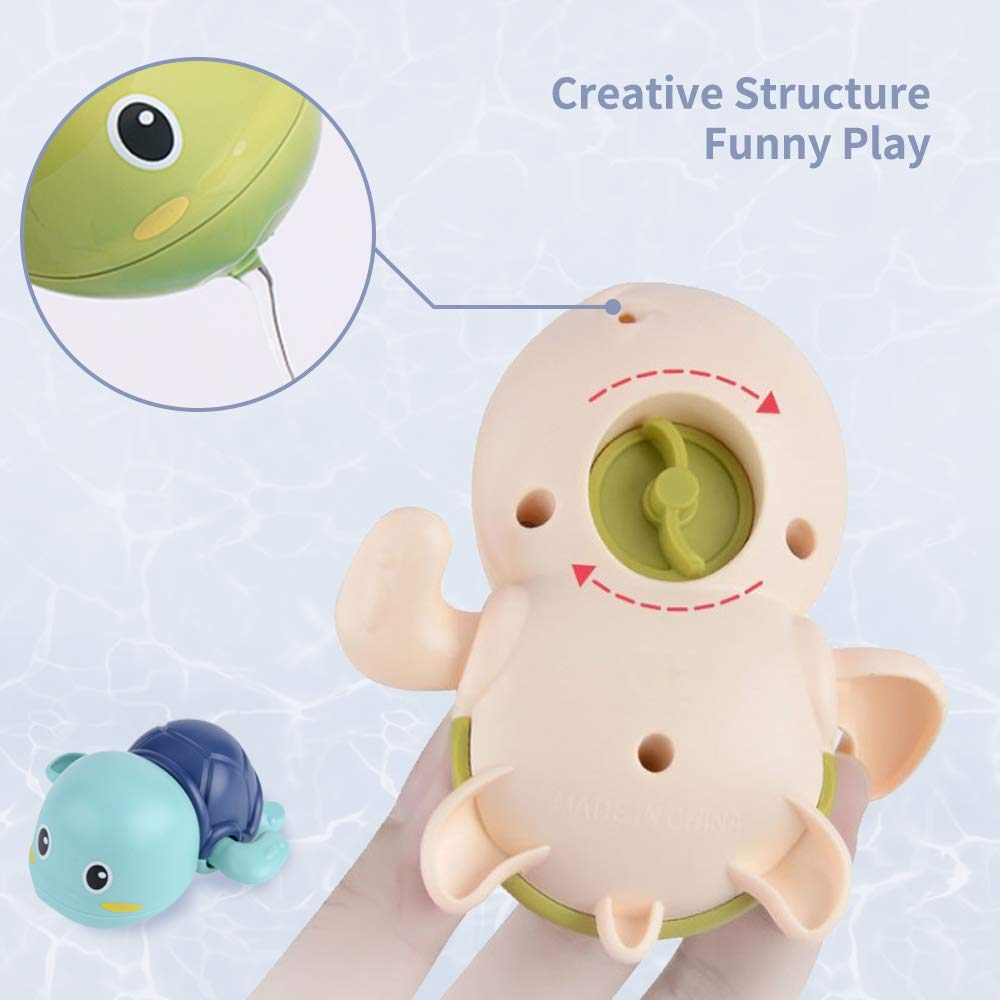 Baby Bath Toys, Wind Up Swimming Turtle Toys For Toddlers, Floating Water Bathtub Shower Toys, Bathroom Pool Play Sets Fun Batht