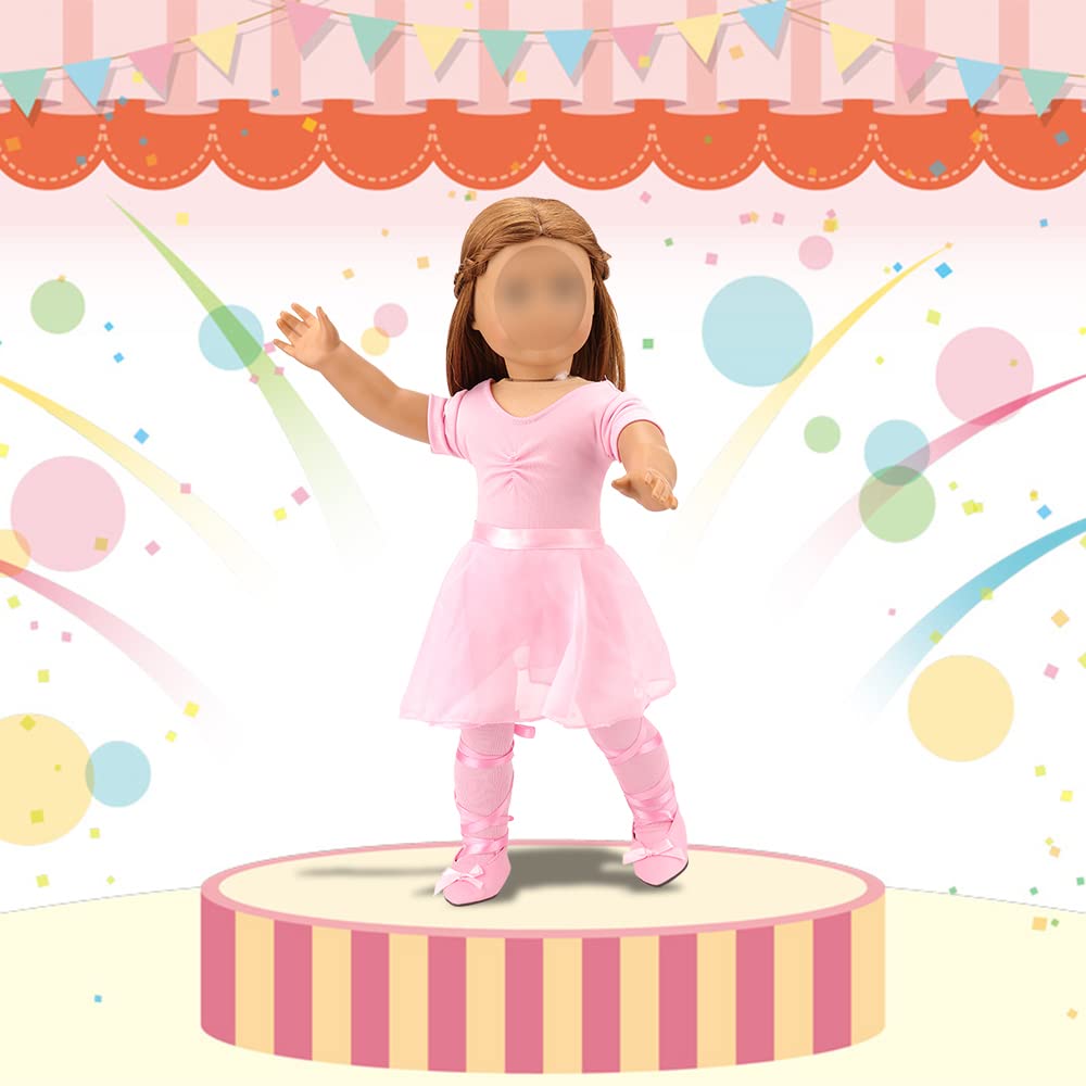 Barwa 18 Inch Doll Clothes Ballet Ballerina Outfits Dance Dress Custume Compatible With 18 Inch Dolls - 4 Pcs Leotard With Tutu Skirt, Tights And Ballet Shoes