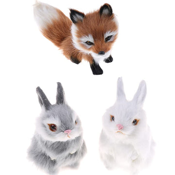 Gudves Mini Realistic Cute Plush Rabbits Fur Lifelike Animal Easter Bunny Simulation Toy Model Gift Miniatures Decorations (Rabb