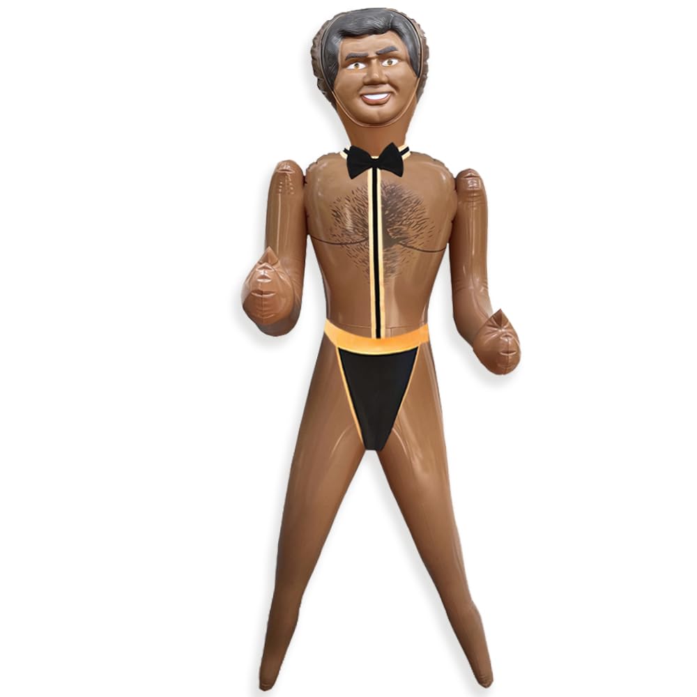 Merrimix - Isaac Inflatable Blow Up Doll with Chippendale Costume, Gag Gifts for Men, Bachelor Party Favors and Decorations Bach