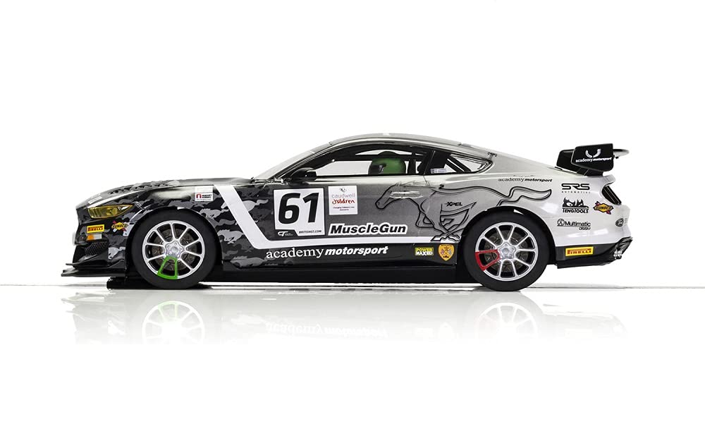 Scalextric Ford Mustang Gt4 Academy Motorsport 1:32 Slot Race Car C4221, Black & Gray