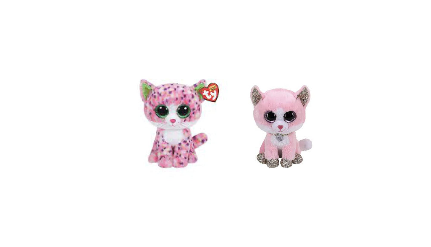 Ty 2007516 Fiona Cat Beanie Boo Pink Stuffed Animal, Multicoloured, 3.1 X 2.75 X 5.51 Centimeters