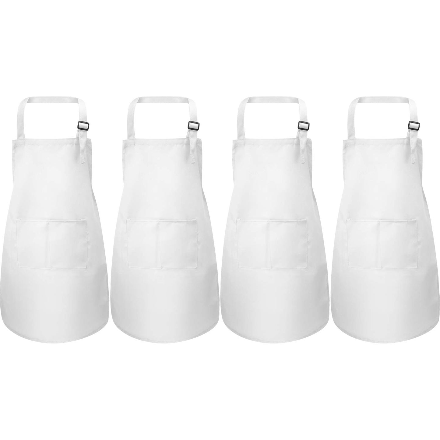 Yaomiao 4 Pieces Kids Apron With Pocket Children Adjustable Chef Apron For Cooking Baking Painting (White,M For 7-13 Age)