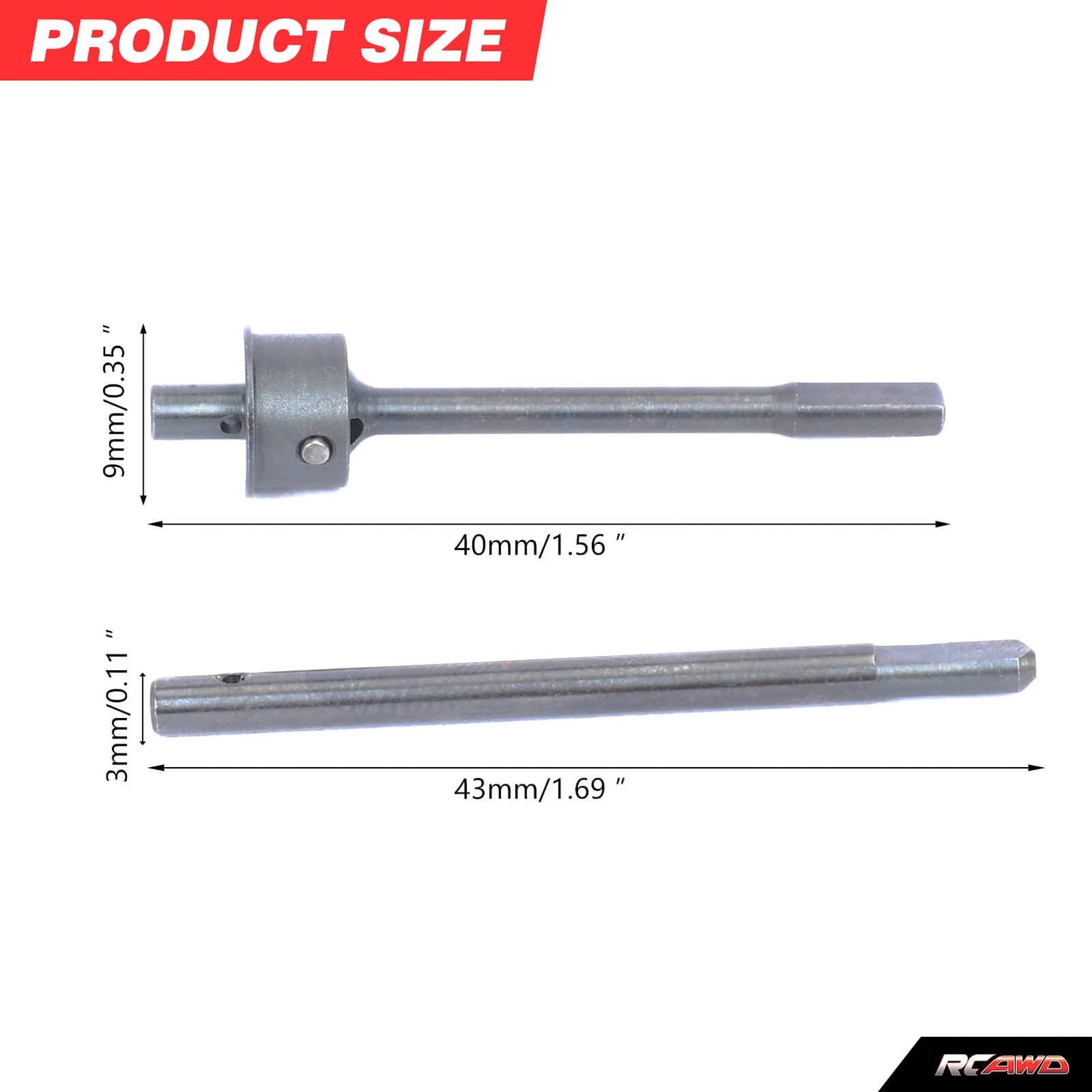RCAWD Front & Rear CVD Drive Shaft & Axle Shaft Set for Hobby Plus CR-18P Rock Van, T-Hunter, Trail Hunter Upgrades, #45 Steel P