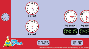 Little Wigwam Large Plastic Telling The Time Placemat - Educational Tableware for Kids