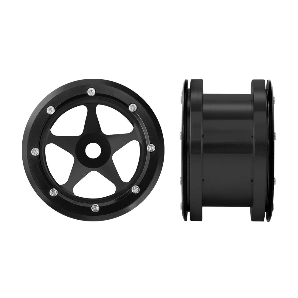 MOHERO 2.2 Alloy Beadlock 1/10 RC Wheels Rims 40mm for Crawler Axial Wraith Rock Car Pack of 4 (Black)