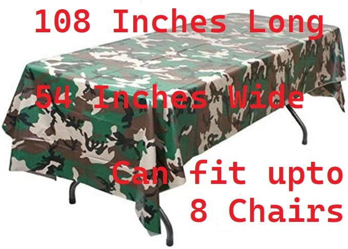 Oojami Pack of 4 Camouflage Plastic Tablecover Camo Tablecloth - 54 x 108