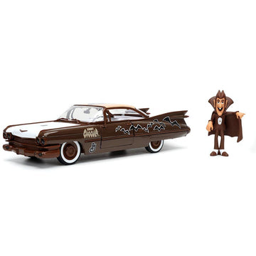 Jada 1959 Cadillac Coupe Deville Brown And White With Graphics And Count Chocula Diecast Figurine Hollywood Rides Series 1/24 Di