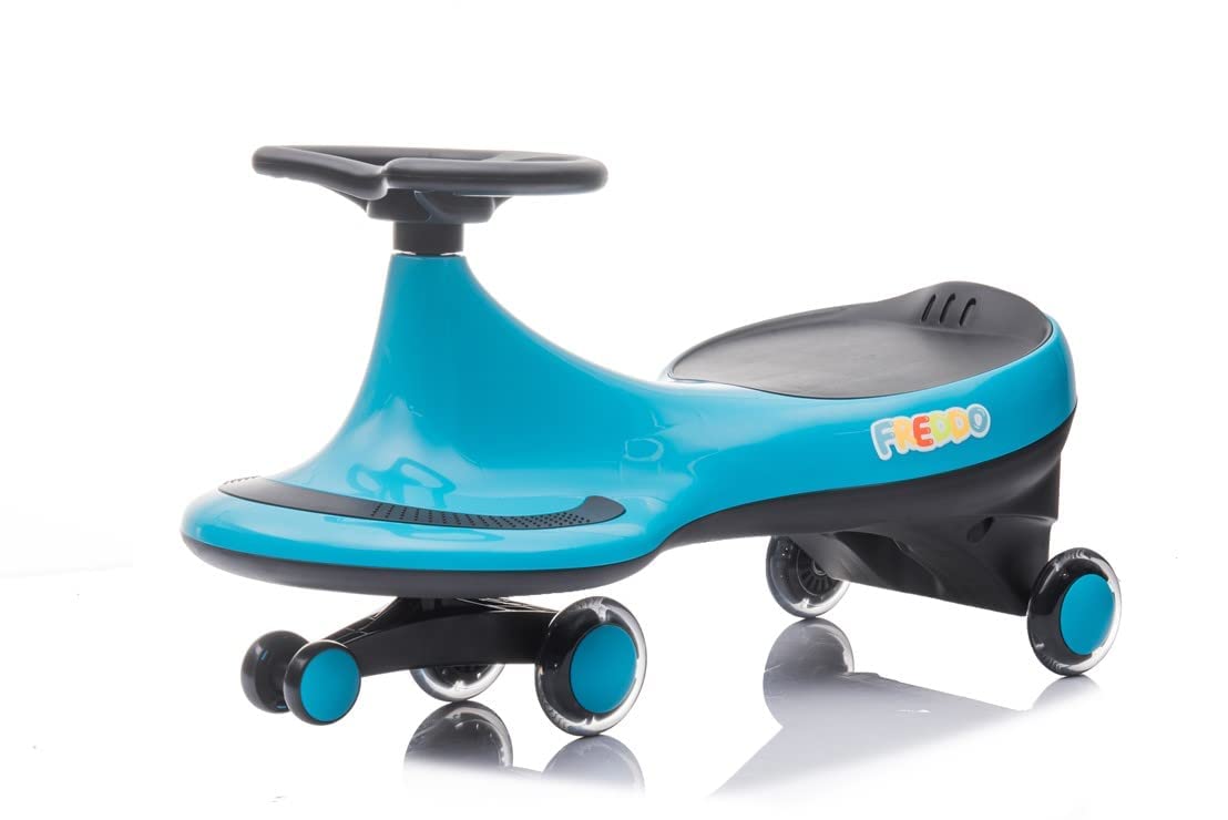 Freddo Toys Swing Car For Kids With Flashing Wheel For Boys And Girls, No Batteries, Gears Or Pedals - Twist, Turn, Wiggle Movement To Steer (Blue), Age 18+ Months
