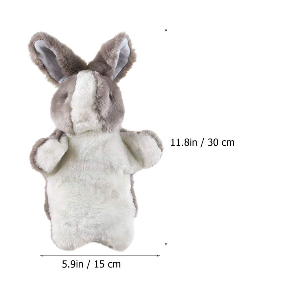 Easter Bunny Rabbit Hand Puppet Plush Animal Toys Easter Kids for Imaginative Pretend Play Stocking Storytelling (Gray)