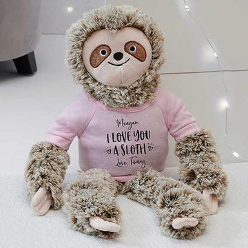 Personalization Universe ''I Love You A Sloth Plush Sloth Stuffed Animal, Customizable with Name and Sentiment, Punny Valentine'