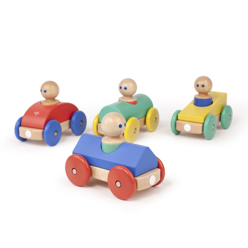 3 Piece Tegu Magnetic Racer Building Block Set, Teal