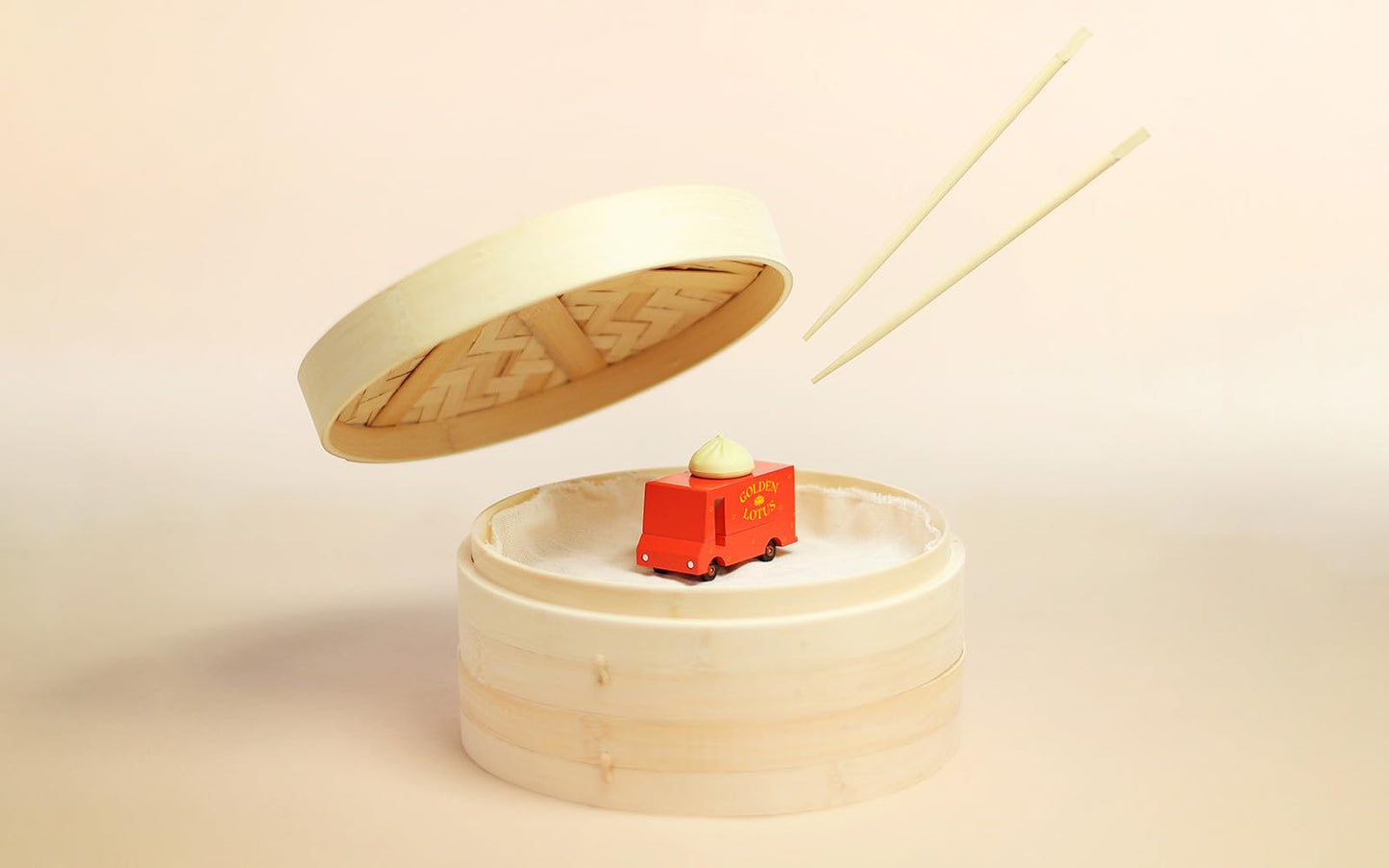 Candylab Toys CANDYCAR Wooden Food Truck Collection - Dumpling Van enhanced Handcrafted Beech Wood Toy Car