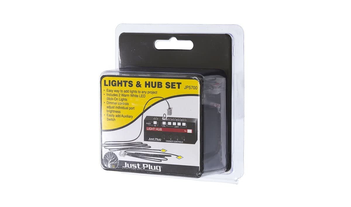 Woodland Scenics Just Plug Hub Set - Warm White LED Lights with Dimmer, 24" Cable, Model JP5700