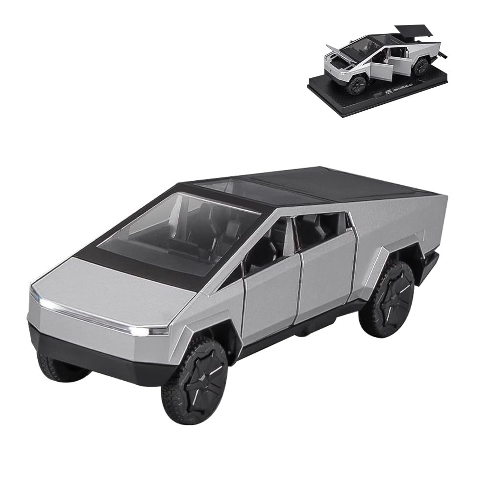 Toy Trucks for Toddler Boys Girls, 1/32 Diecast Pickup Truck Car Model Diecast Metal Toy with Light, Pull Back Truck Model Vehic