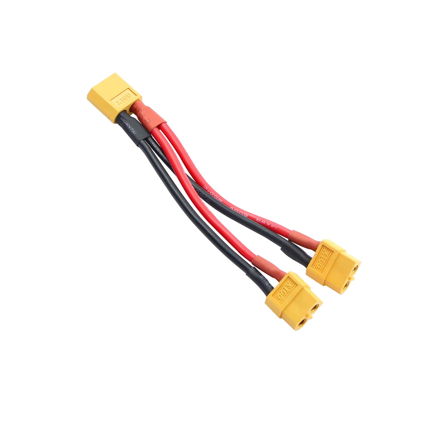 RIIEYOCA XT60 Parallel Battery Connector 14AWG Cable Dual Extension Y Splitter Male to Female for RC Quadcopter(XT60-Male to 2 F