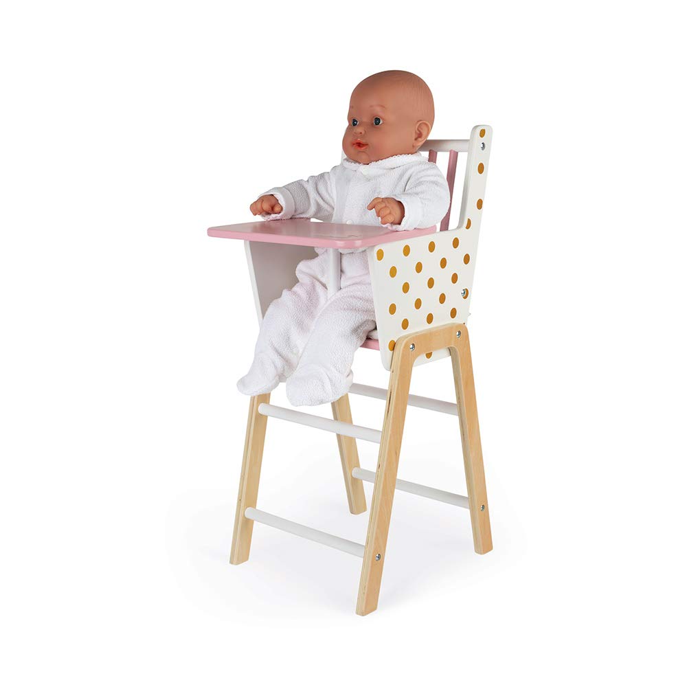 Janod Candy Chic Highchair – Wooden Baby Doll Chair - Ages 3+ - J05888