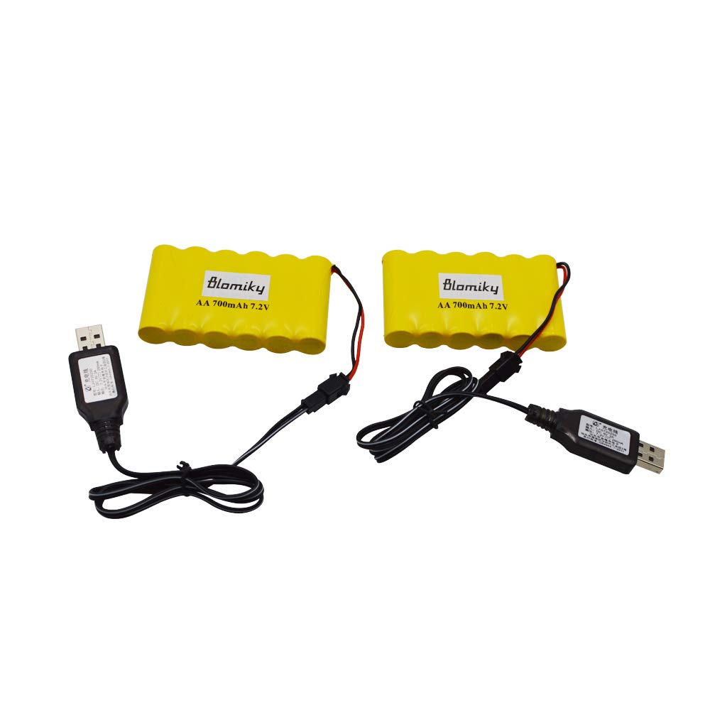 Bloimky 2 Pack 7.2V 700Mah Nicd Aa Battery Pack And Usb Charger Cable For Old Version 15 Channel 2.4G Huina 1550 550 Rc Excavato