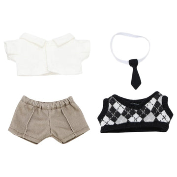 Niannyyhouse 10Cm Plush Doll Clothes Shirt Pants Tie Vest Campus Suit Dolls Accessories (Black)