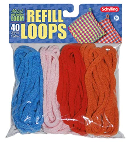 Schylling Metal Pot Holder Loom Kit & 40 Loop Refills Gift Set Bundle (Colors May Vary)