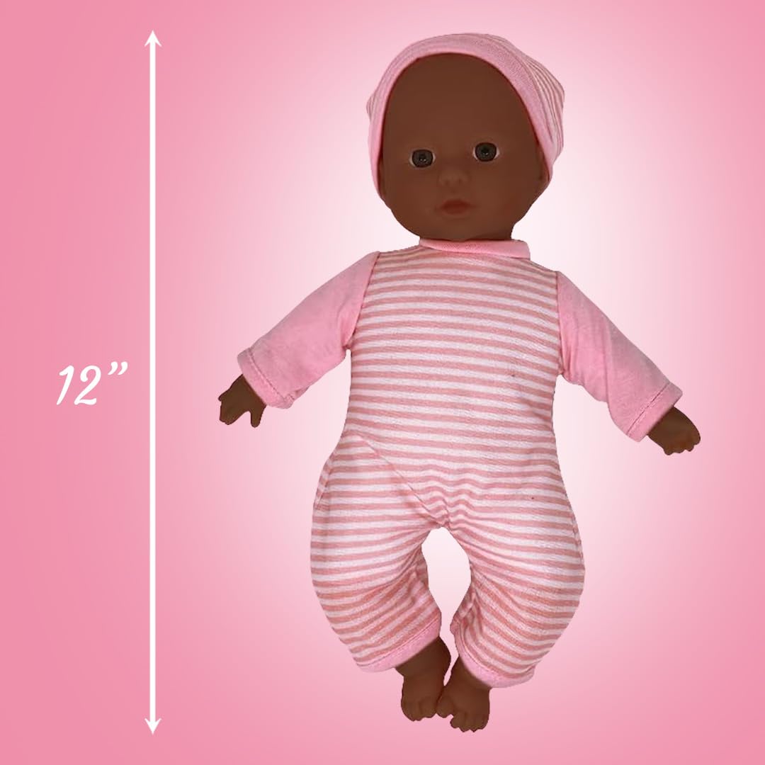 Baby Doll Set With 12 Inch Soft Baby & Foldable Small Baby Doll Walker, Soft Baby Doll Accessories Set, Baby Doll Toys, Baby Doll With Accessories, Learn To Walk Baby Dolls For Toddlers 3+
