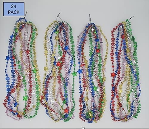 Guidea 24 Piece Colorful Happy Birthday Bead Necklaces Party Favors