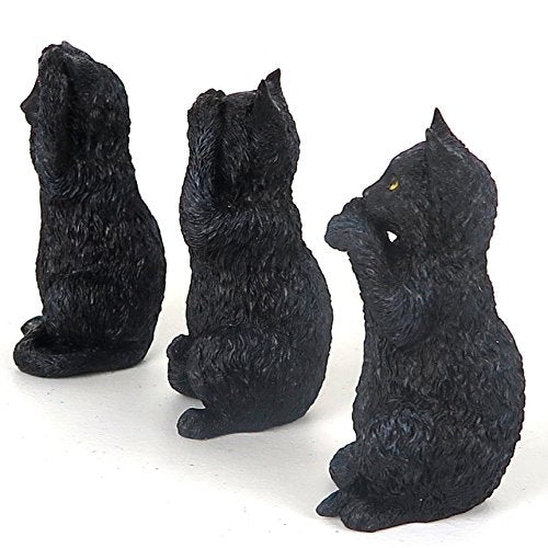 Veronese Design 4 Inch Black Kittens Hear Speak See No Evil Resin Figurine Miniature