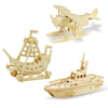 Georgie Porgy Woodcraft Construction Kits 3D Wooden Puzzles Jigsaw Diy Wooden Model Kits For Kids Toy Pack Of 3 (Seaplane Yacht Pirate Ship)