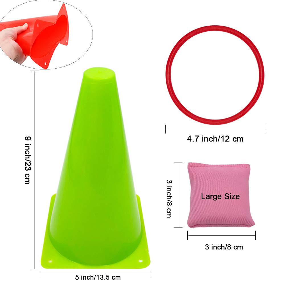 3 In 1 Carnival Games Set, Soft Plastic Cones Cornhole Bean Bags Ring Toss Games For Carnival Kids Birthday Party Indoor Outdoor Games Supplies