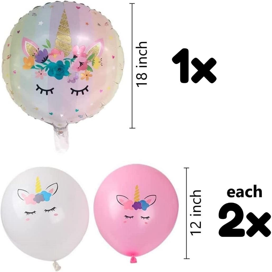 Diwuli Unicorn Birthday Decorations For Girls Set - Number 7 Balloon Pink Gradient, Unicorn Balloons, Unicorn Party Decorations,