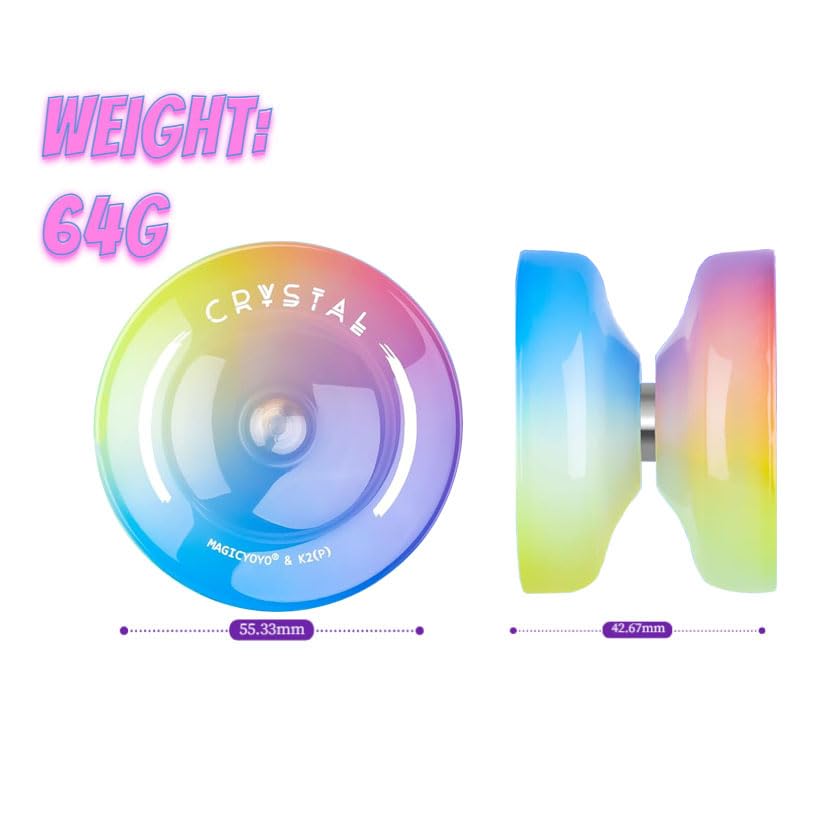 MAGICYOYO Pack of 2 Responsive Yoyos - N11 Black Silver & K2 Blue Pink Yellow, Includes Unresponsive Bearings, 2 Bags & 12 Strings