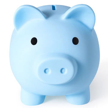 PJDRLLC Large Piggy Bank - Unbreakable Plastic Coin Bank for Boys & Girls, Blue, Model FD-61, Ideal Gift for Birthday, Easter, Christmas