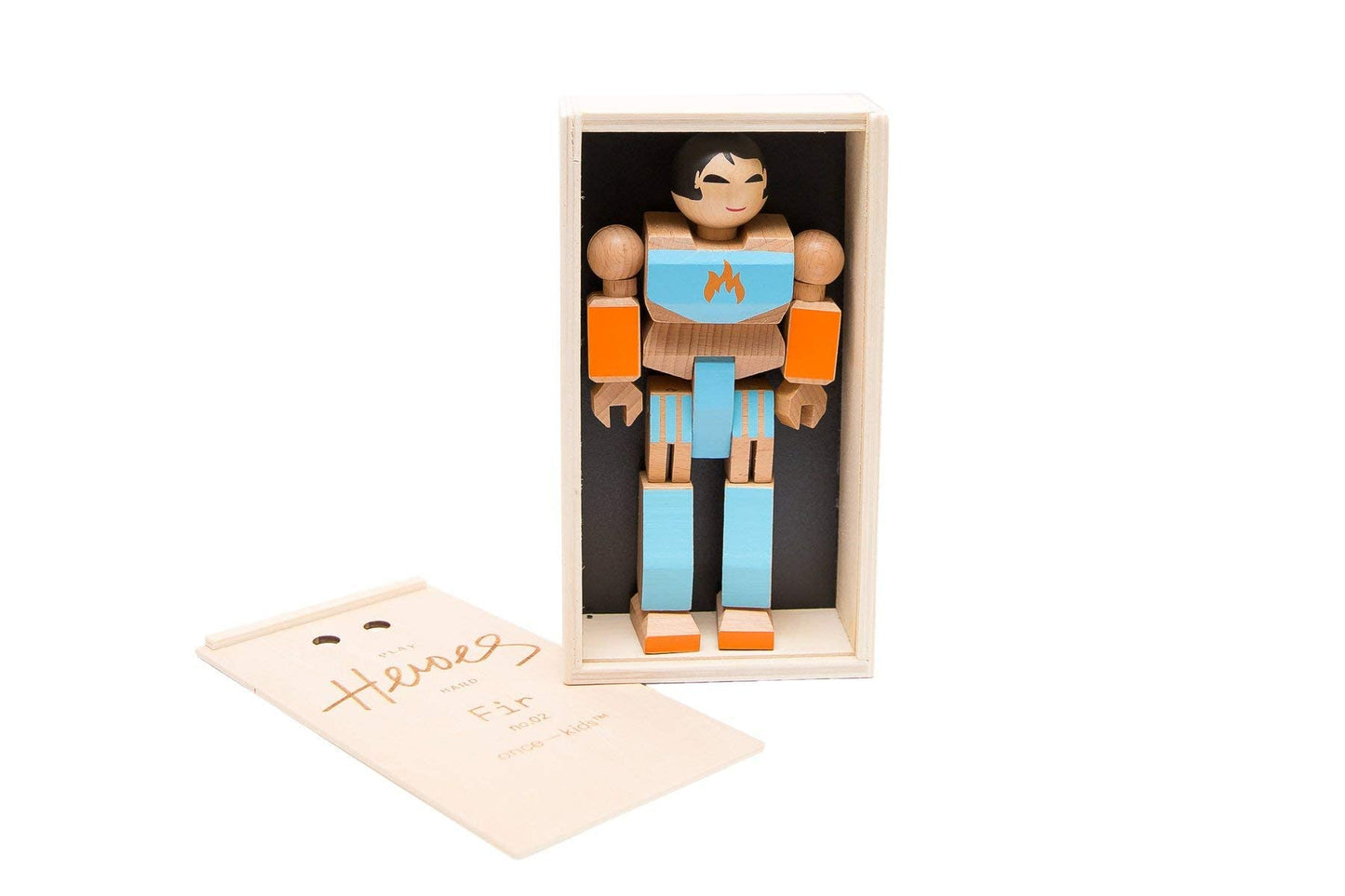 Once Kids Playhard Hero Action Figures – Fir Wood Baby Toys For Imaginative Play –Sturdy & Durably Packaged Hero Toy For Kids