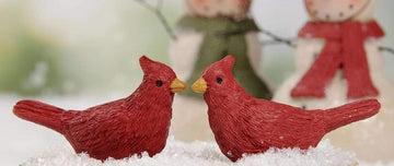 Blossom Bucket Set Of 2 Mini Red Birds-Cardinals