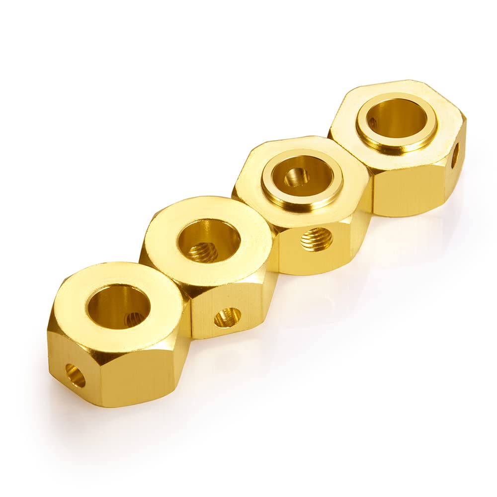 QUPA AM STORE 4PCS Brass Wheel Hub Hex Adapter 9.5mm(+2mm) for 1/6 Axial SCX6 AXI05000 RC Crawler Car