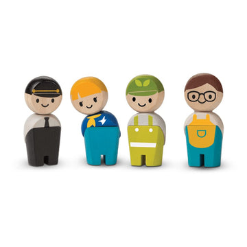 Plantoys Wooden 4 Piece Service Crew (6268) | Sustainably Made From Rubberwood And Non-Toxic Paints And Dyes