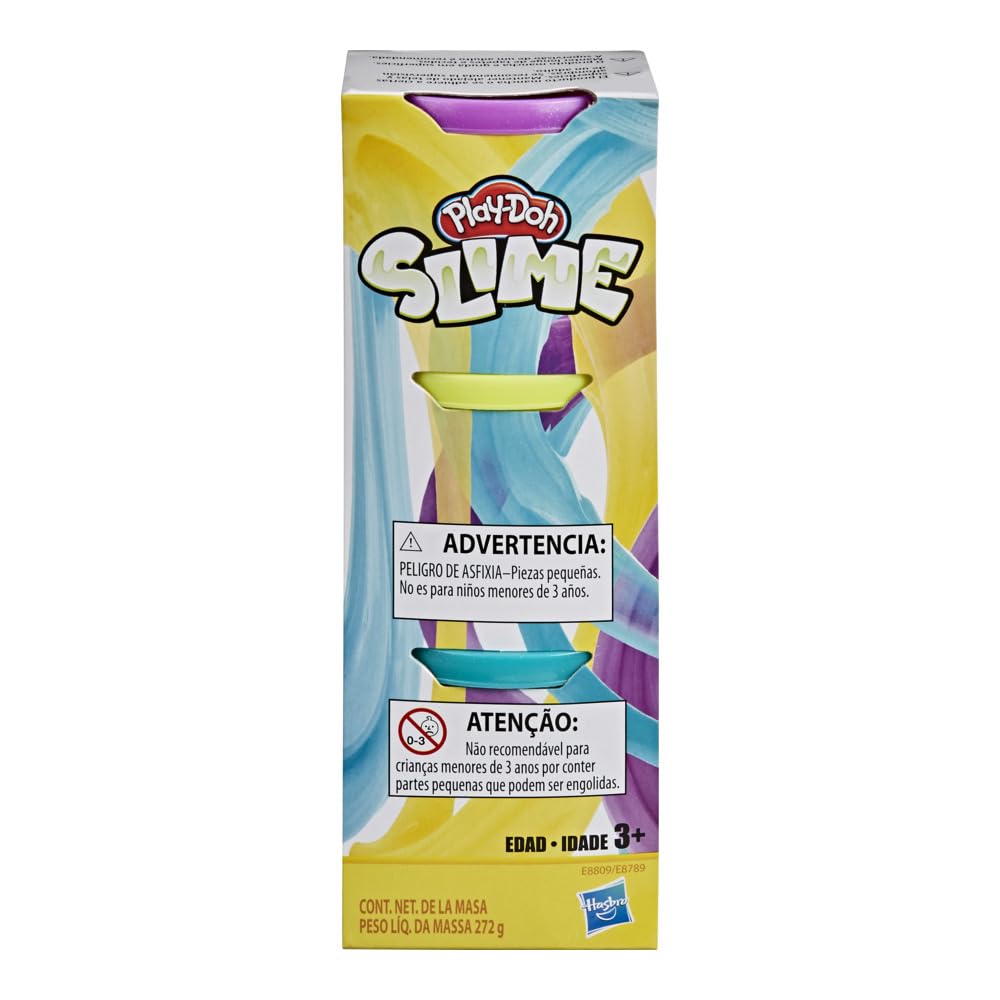 Play-Doh Brand Slime 3 Pack Of Non-Toxic Slime - Yellow, Metallic Purple, & Metallic Teal