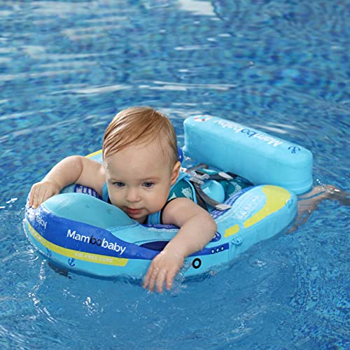 Luckclubtojoy Mambobaby Float with Canopy UPF 50+, Solid Non Inflatable Baby Pool Float with Tail, Infant Waist Swim Ring Swim T