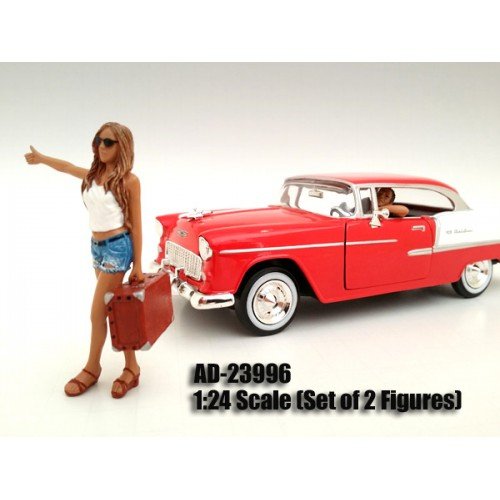 American Diorama Hitchhiker 2 Piece Figure Set For 1:24 Scale Models