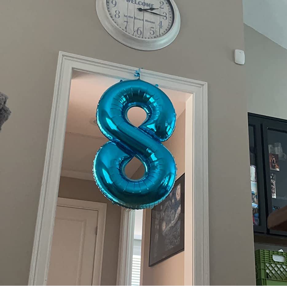 Paticool 40 Inch Blue Number Balloon 8, Large Number Foil Balloons Mylar For Girl Boy Birthday Party Celebration Decorations Sup